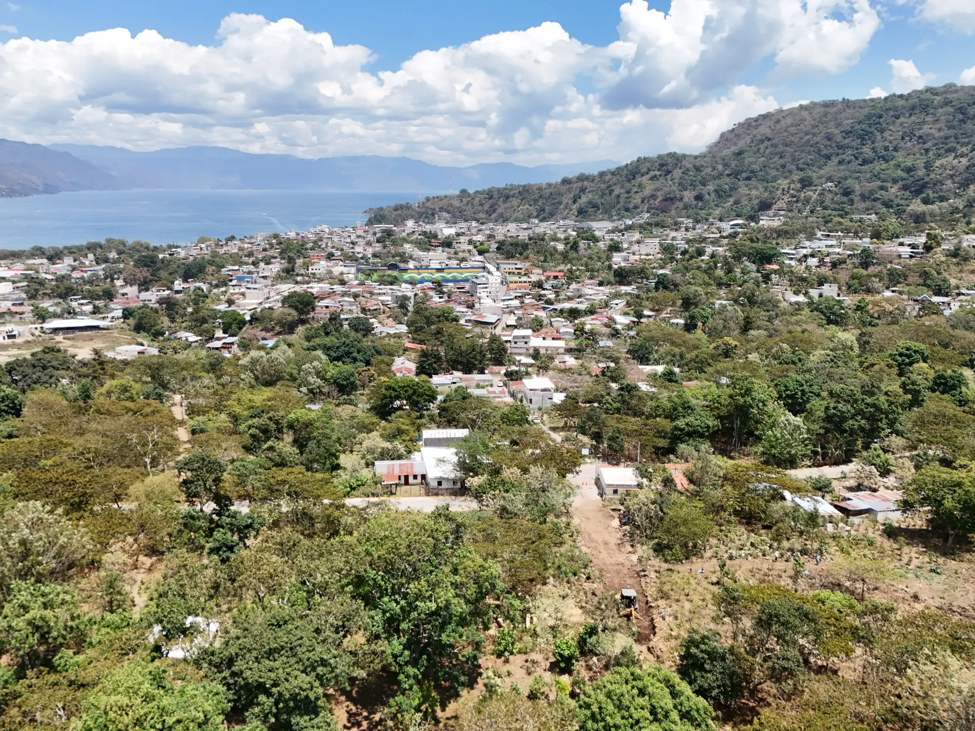 Aerial view of San Juan La Laguna at Lake Atitlán