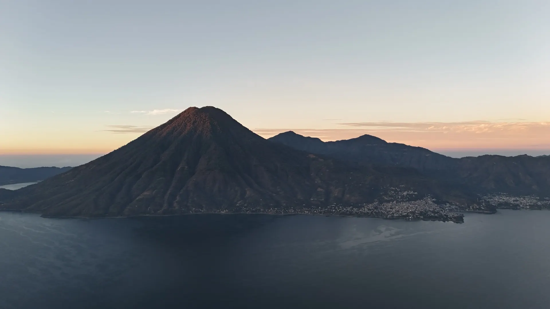 San Pedro La Laguna at sunrise over Lake Atitlán